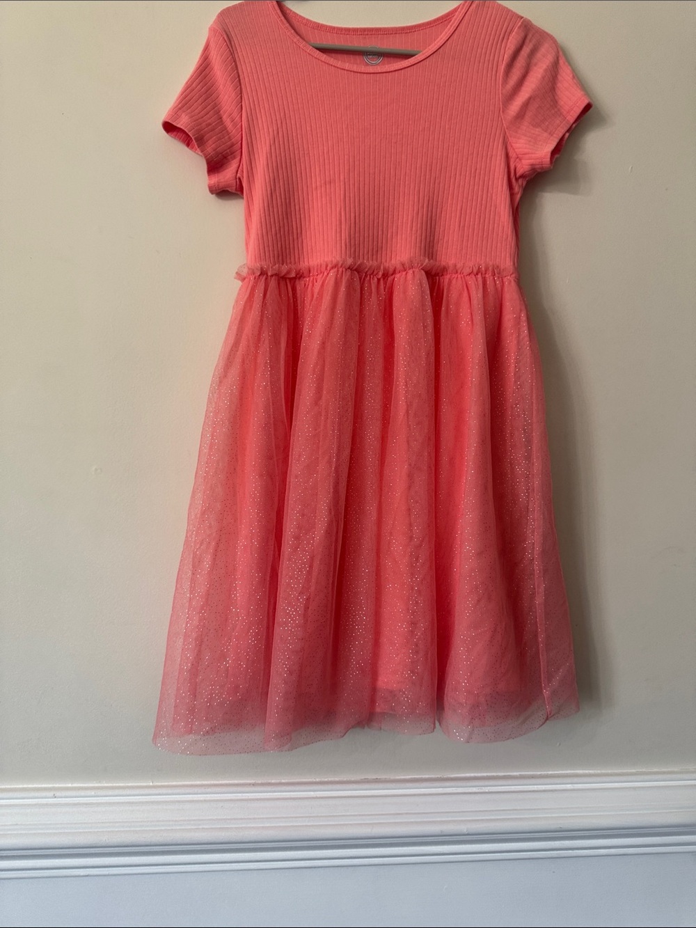 wonder nation Coral Pink Short-Sleeve Tulle Dress